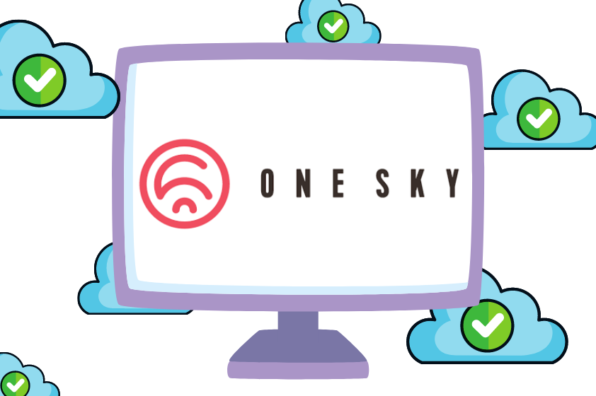 Logo des Solutions One Sky Inc à l'intérieur d'un écran d'ordinateur.
