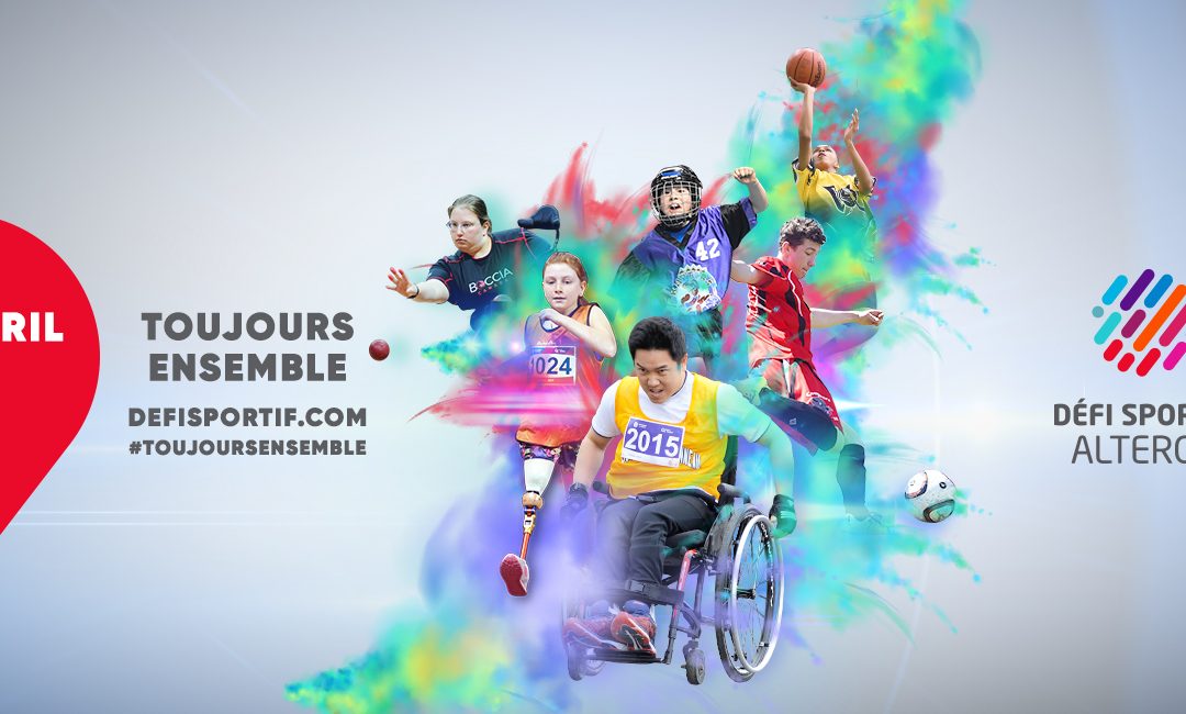 Affiche officielle de l’édition 2021. On retrouve 6 athlètes pratiquant des sports dans une explosion de poudre de couleurs.