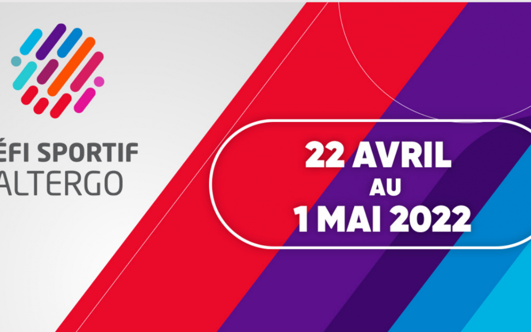 Visuel avec le logo du Défi sportif AlterGo et les dates de l'événement : 22 avril au 1er mai 2022.