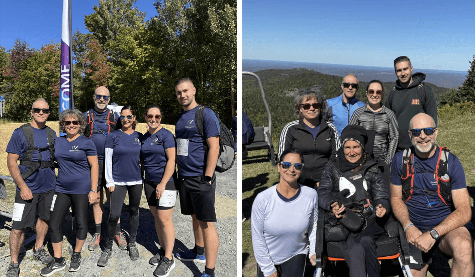 Deux photos de l'équipe du Groupe de Vimy lors de leur participation au Défi Everest Orford.